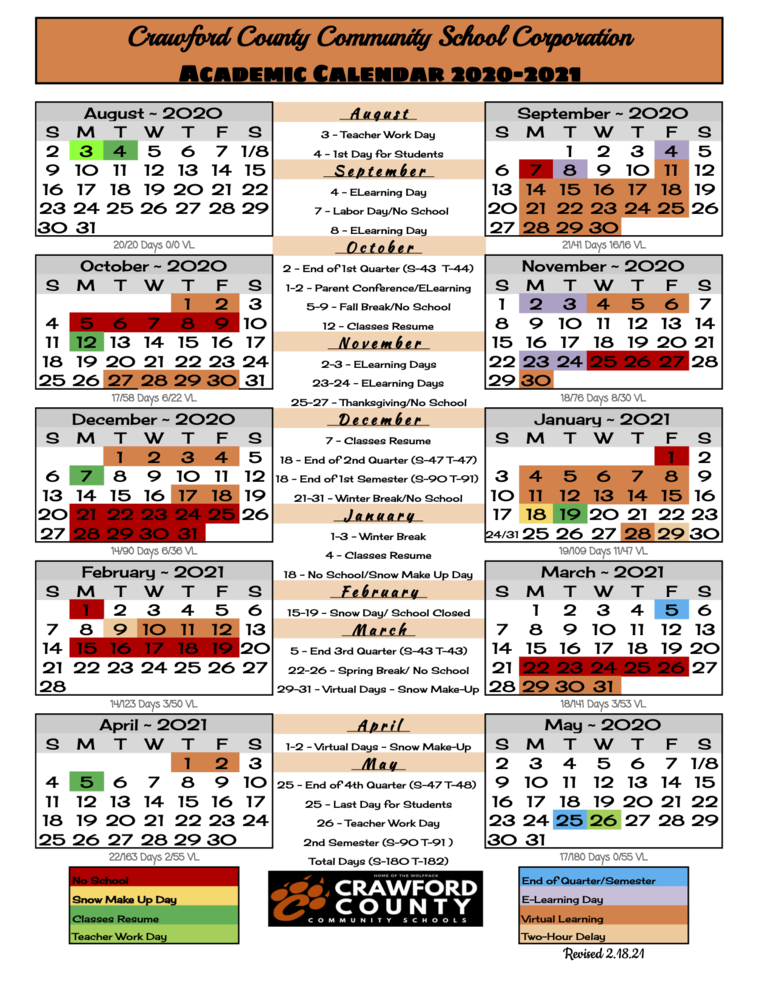 2020~2021 Calendar