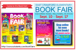 Book Fair September 10th-17th! Click link for more information and volunteer!