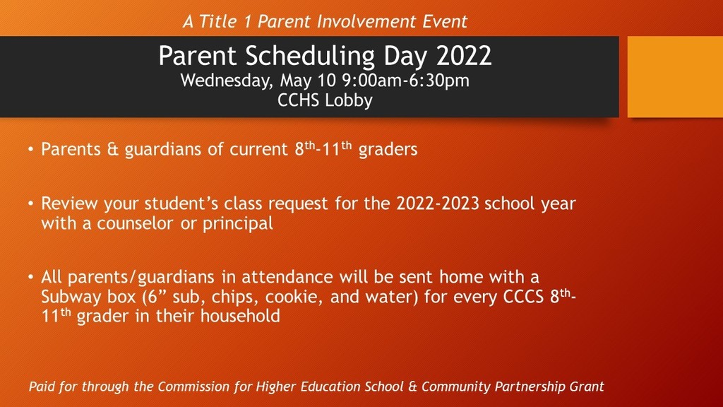 Parent Schedule Day 2022
